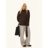 Cárdigan suéter de cuello redondo estilo universitario para otoño e invierno para mujer, con un sofisticado color gris, corte holgado, estilo casual y un diseño retro minimalista