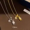 Pingente de Urso Fofo Colar de Urso com Zircônia Design Único Corrente para Clavícula Joia de Luxo Leve e Sensação de Alta Qualidade