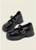 Zapatos Pequeños de Cuero Estilo Mary Jane para Mujer, Nuevo Modelo Primavera 2026, Estilo Francés Gentil de Suela Gruesa Blanca, Adecuados para Combinar con Faldas, Zapatos de Tacón Grueso