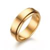 Anel Rotativo de Aço Inoxidável para Casal Masculino e Feminino Dourado 6mm Anel Liso Rotativo Brilhante Dedo Indicador R-193