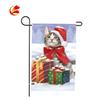 Bandera de Jardín Navideña Nueva Transfronteriza Decoración Festiva Patrón de Gato Mascota Bandera de Poliéster Imitación Lino Doble Cara Personalización