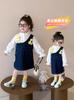 Traje de falda de peto de mezclilla de primavera para niñas 2025 nuevo vestido para niños falda occidental coreana para bebé primavera y otoño
