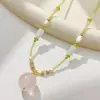 Colar Pingente Bola de Pedra Natural Estilo Antigo, Moderno e Versátil, Luxo Leve, Acessório Exquisito para o Dia a Dia