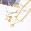 Joyería con patrón de animal de dibujos animados lindo cadena de clavícula de doble capa colgante de elefante auspicioso collar de acero de titanio aretes pulsera para mujer que combinan con todo