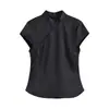 Tops de manga corta de moda marca Z para mujer, súper populares en AliExpress, estilo europeo y americano, blanco y negro, dulce ZA