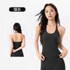 Chaleco Deportivo Deportivo con Cuello Halter en U para Mujer con Almohadillas en el Pecho, Tops de Fitness Sexy sin Espalda, Ropa de Pilates Yoga Nude Amigable con la Piel