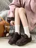 Otoño 2026 Nuevos Zapatos de Entrenamiento Planos de Cuero Genuino Alemán para Mujer Moda Versátil Zapatos Deportivos de Gamuza Color Caramelo Zapatos Casuales