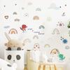 LD96170 Adhesivo decorativo de pared con diseño de dinosaurio pequeño y arcoíris para habitación infantil, diseño de dibujos animados, autoadhesivo