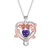 Knn-448 Estilo Leve de Luxo Transfronteiriço Colar de Rosa Amor com Pingente Colorido Eletrodepositado, Corrente Lateral Não Desbota Atacado