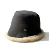 Nuevo Sombrero de Pescador de Felpa Grueso y Cálido con Empalme de Alta Gama para Mujer, Sombrero de Cubo Versátil para Otoño e Invierno con Circunferencia de Cabeza Grande