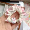 Elástico de cabelo com acabamento em renda com design de coelhinho Miffy, scrunchie doce e fofo para rabo de cavalo com alta elasticidade