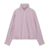 Roupas femininas europeias e americanas transfronteiriças, moda casual retrô de alta venda no AliExpress, sobretudo solto com zíper e gola alta