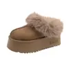 Pantuflas de felpa cálidas para mujer, nuevo estilo 2026, forradas de polar, suela gruesa, puntera cerrada, para otoño e invierno