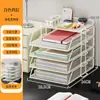 Prateleira de armazenamento com classificação por assunto, suporte de metal para livros para mesas de estudante, organizador de pastas de arquivos multicamadas de grande capacidade