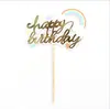 Tarjeta de Decoración para Pastel de Cumpleaños Combinación de Colores Arcoíris Láser Letras de Feliz Cumpleaños Inserto para Pastel Mesa de Postres para Fiesta