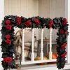Enredadera de rosas artificiales transfronteriza decoración de ventana de casa de Halloween adorno colgante enredadera artificial de hoja de arce negro