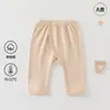Pantalones suaves de algodón para primavera y otoño, con cintura y entrepierna abiertas, Clase A, primavera y otoño, con broches, fáciles de poner, pantalones largos para recién nacidos, pantalones para bebé