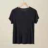 Camiseta Feminina de Lyocell e Lã Macia, Gola Redonda Estreita, Manga Curta, Fina, Elástica, Slim Fit, Roupas de Verão Femininas