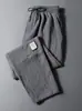 Pantalones Casuales Cruzados de Seda de Hielo para Hombre, Estilo Delgado de Verano, Largo de Nueve Puntos, Corte Holgado, Marca de Moda, Elegantes, Pierna Recta, Pantalones Largos Transpirables