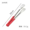 Acero Inoxidable 304 Pinza de Comida de Tres Líneas Pinza para Pan Herramientas de Cocina Pinza para Comida Coreana de Carne Asada Frita