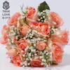 Color champán simulación Rosa Boda novia sosteniendo flores creativas suministros de boda occidentales ramo de boda al por mayor
