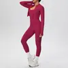 Chal Sexy con Tirantes Transfronterizo Europeo y Americano Cremallera Amigable con la Piel Chaqueta Pantalones de Yoga Ajustados de Cintura Alta Color Piel Ropa de Yoga para Fitness