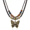 Collares Transfronterizos Europeos y Americanos de Nueva Moda, Cadenas Sencillas de Doble Capa para Clavícula, Collares de Alto Nivel con Colgante de Mariposa