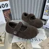 Zapatos planos nuevos y gruesos con suela gruesa de estilo coreano, modernos y elegantes, forrados de felpa, para mujer, perfectos para otoño e invierno, retro y versátiles, estilo Birkenstock