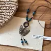 Nuevo Collar Étnico Chino de Mariposa Estilo Nicho Estilo Antiguo Cadena Larga Trenzada para Suéter Cadena para Clavícula Maillard