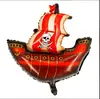 Balão de alumínio redondo de 18 polegadas, tubarão, navio pirata, decoração de festa de aniversário, balão de alumínio, atacado