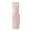Vestido de Cocktail Slim-Fit Ombro a Ombro com Gola Halter Estilo Francês, Cintura Marcada e Vestido Longo Bodycon para Mulheres