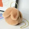 Venta al por mayor nuevo lindo exquisito orejas de conejo felpa cadena bolso bolsa para teléfono móvil bandolera mensajero combina con todo estilo extranjero mujeres