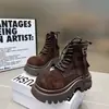 Botas Chelsea Plataforma Grossa Solado Espesso Couro Macio Fosco Estilo Europeu para Mulheres 2025 Novo Estilo Versátil que Aumenta a Altura