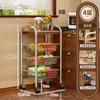 Estante de Almacenamiento de Cocina Estilo Chino Xingyou, Cesta de Frutas y Verduras de Múltiples Niveles de Pie, Carrito de Almacenamiento Móvil Multifuncional