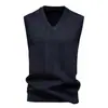 Colete de tricô com ponto trançado, padrão losango, gola V, masculino, para outono e inverno, importado, suéter colete de tricô sem mangas, folgado