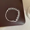 Pulsera de Cristal Blanco Irregular Transparente de Verano para Mujer, Simple, Única, Moderna, Tendencia, Joyería Versátil de Muñeca para el Día a Día