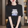 Nova Camiseta de Algodão Puro Pesado de Manga Curta para Mulheres Verão 2026, Estilo Versátil Estampado de Xangai, Top Elegante de Corte Justo