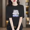 Nova Camiseta Pesada de Manga Curta para Mulheres Verão 2026, Estilo Impresso de Xangai, Top Estiloso e Emagrecedor