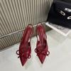 Sandalias Baotou 2025 Primavera y Otoño Nuevo Estilo Punta Fina Moño Temperamento Tacones Altos Moda Socialité Espalda Abierta Zapatos de Salón para Mujer