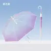 Guarda-chuva Transparente Degradê com Cabo Longo, Moderno e Estiloso, Guarda-chuva Transparente para Atacado, Guarda-chuva de Dupla Utilização para Sol e Chuva com Revestimento Preto para Proteção Solar