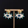 Pendientes de Ojo de Diablo Europeos y Americanos, Pendientes de Alta Gama, Pendientes Coloridos de Esmalte Diamantado Vintage Medieval
