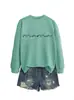 Amazon eBay sitio independiente casual simple cómoda mujer nuevo mama letras finas otoño e invierno sudadera de manga larga