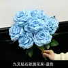 Ramo de rosas artificiales de nueve puntas para decoración del hogar en la sala de estar, arreglo de flores artificiales para bodas y celebraciones, rosas rojas, admite envío directo
