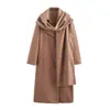 Comércio Exterior Europeu e Americano Transfronteiriço Roupas Femininas Aliexpress Popular Outono e Inverno Novo Gola Cachecol Casaco de Lã Estendido