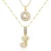 Amazon Transfronterizo Popular Collar con Colgante de Zircón Redondo Letra Inicial 26 Cadena de Clavícula en Capas Joyería Versátil de Moda