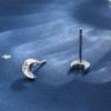 Aretes de Luna Mini de Plata Esterlina s925 Estilo Coreano Fangxing para Mujer, Nuevos 2023, Aretes de Diseño Simple y Nicho a la Moda para Mujer