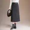 Saia reta de lã de alta qualidade para mulheres, novo modelo outono e inverno 2026, cintura alta, afina a silhueta, justa ao corpo, saia midi casual profissional