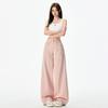Calça Jeans Rosa de Perna Larga para Mulheres Nova Coleção Primavera Cintura Alta Solta Caimento Scimitar Reta Calça Rosa Longa