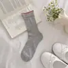 Meias Casuais Versáteis Sem Costura de Costela Dupla Ultrafinas, Estilo Novo Primavera e Verão para Mulheres, Meias Slouch Color Blocking Simples com Listras Verticais