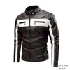 Jaqueta de couro masculina com costura transfronteiriça, nova jaqueta de couro de motociclista, tamanho grande, masculina, Amazon
